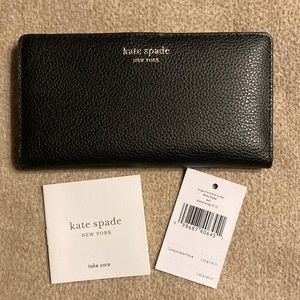 NWT Kate spade large slim billfold wallet. Black